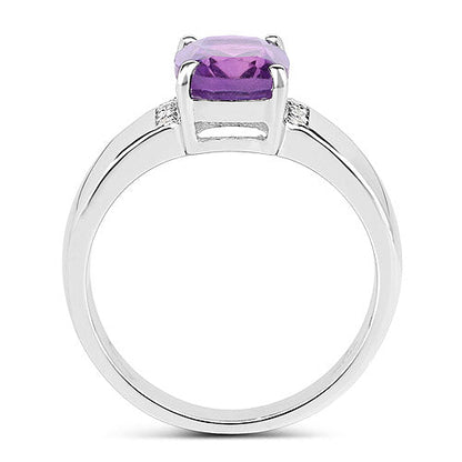 Sterling Silver 1.85 Carat Amethyst and White Topaz Ring
