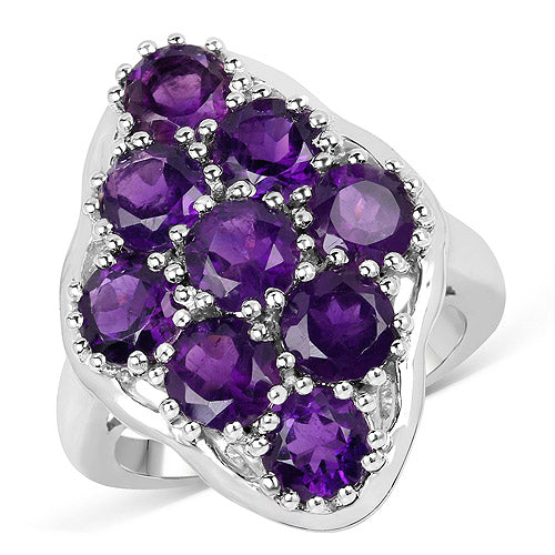 Sterling Silver Amethyst Cluster Ring