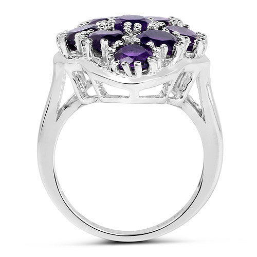 Sterling Silver Amethyst Cluster Ring