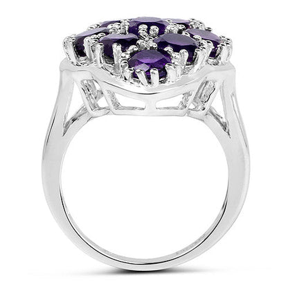 Sterling Silver Amethyst Cluster Ring