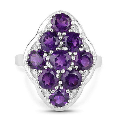 Sterling Silver Amethyst Cluster Ring
