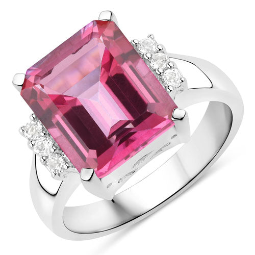 Sterling Silver Pink Topaz and White Topaz Ring