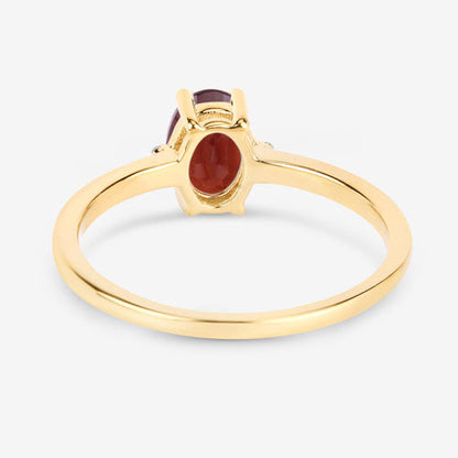 0.87 Carat Genuine Garnet and White Diamond 10K Yellow Gold Ring