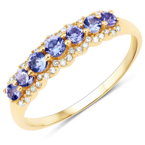 14K Yellow Gold Tanzanite and Diamond Ring