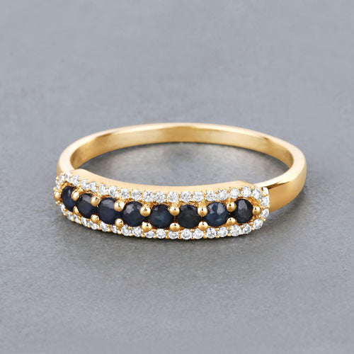 14K Yellow Gold Blue Sapphire and Diamond Eternity Ring