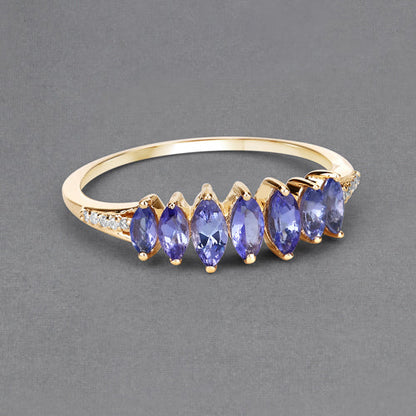 14K Yellow Gold Tanzanite and Diamond Statement Ring