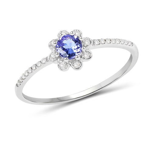 Tanzanite and Diamond 14K White Gold Ring