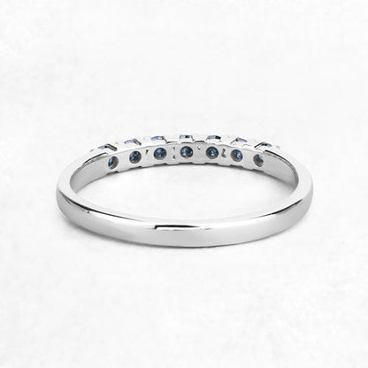 14K White Gold Blue Diamond Band Ring