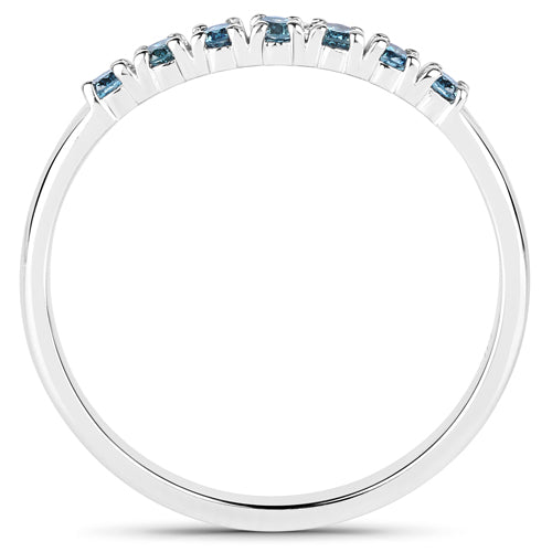 14K White Gold Blue Diamond Band Ring