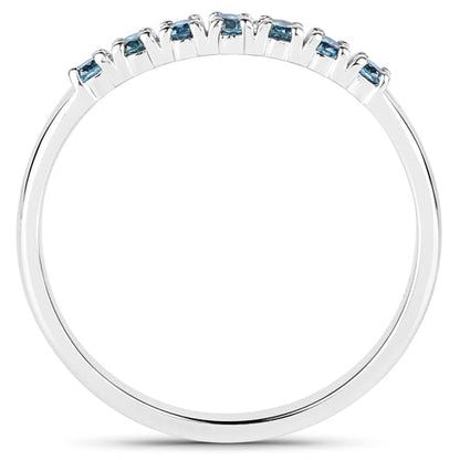 14K White Gold Blue Diamond Band Ring