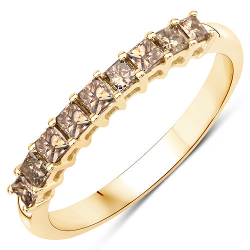 14K Yellow Gold 0.50 Carat Champagne Diamond Band Ring