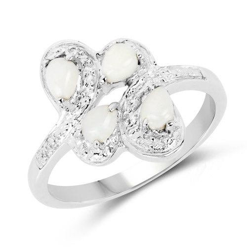 Sterling Silver Opal Floral Ring