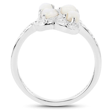 Sterling Silver Opal Floral Ring