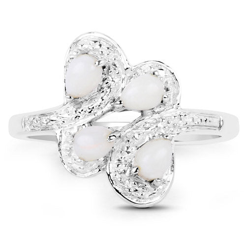 Sterling Silver Opal Floral Ring