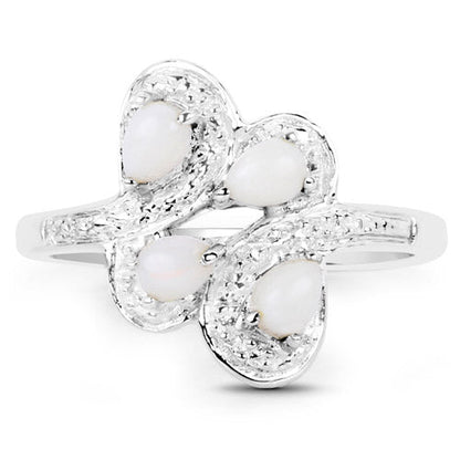 Sterling Silver Opal Floral Ring