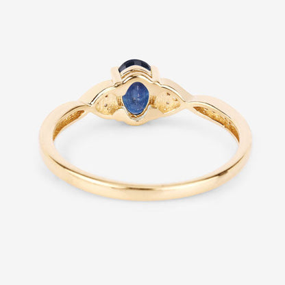 0.53 Carat Genuine Blue Sapphire and White Diamond 10K Yellow Gold Ring