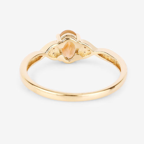 0.48 Carat Genuine Citrine and White Diamond 10K Yellow Gold Ring