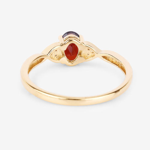 0.56 Carat Genuine Garnet and White Diamond 10K Yellow Gold Ring