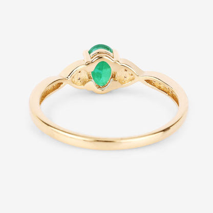 0.49 Carat Genuine Zambian Emerald and White Diamond 10K Yellow Gold Ring