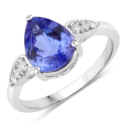 14K White Gold Tanzanite and Diamond Cocktail Ring