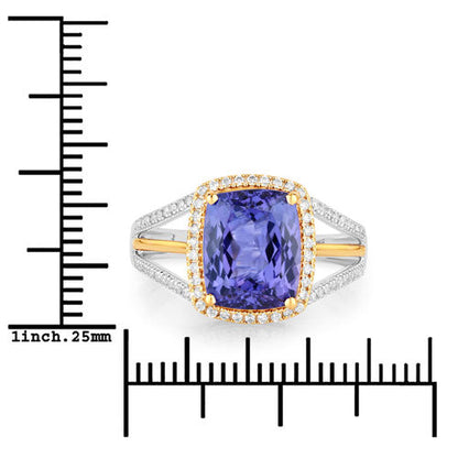 14K Yellow and White Gold Tanzanite and Diamond Ring