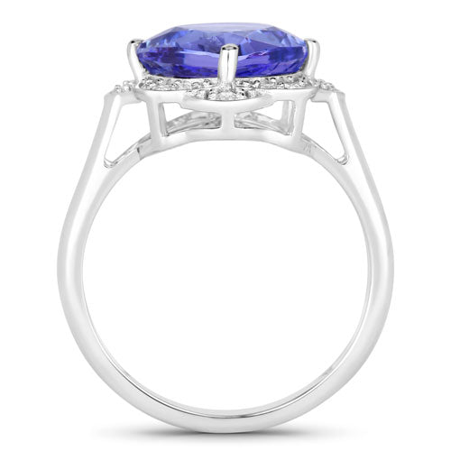 14K White Gold Tanzanite and Diamond Statement Ring
