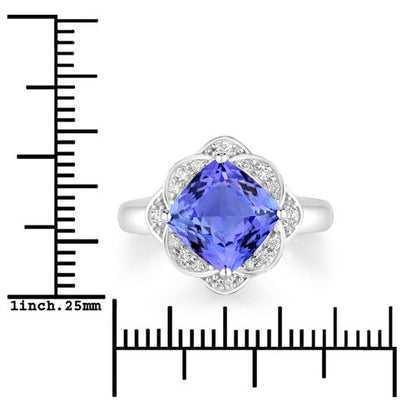 14K White Gold Tanzanite and Diamond Statement Ring