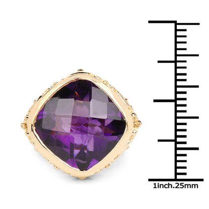 14K Yellow Gold Plated Sterling Silver Amethyst Ring