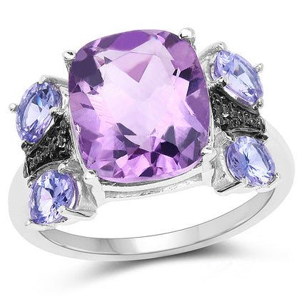 Sterling Silver Amethyst, Tanzanite & White Topaz Ring