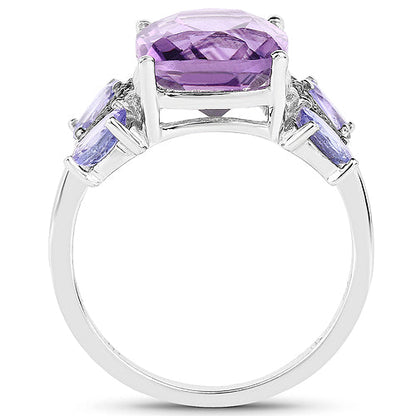 Sterling Silver Amethyst, Tanzanite & White Topaz Ring