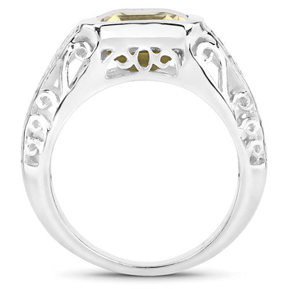 5.65 Carat Genuine Lemon Quartz .925 Sterling Silver Ring