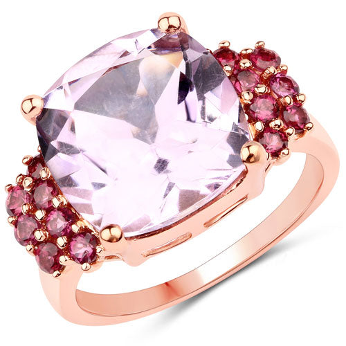Sterling Silver Pink Amethyst and Rhodolite Garnet Cocktail Ring