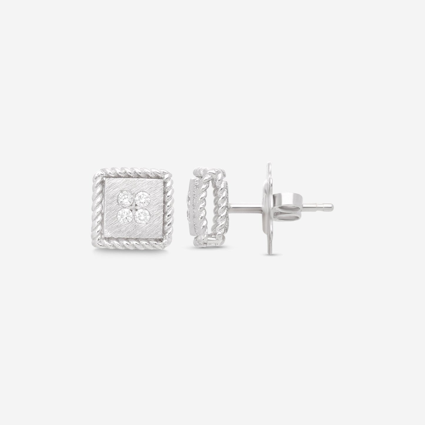 SIGNED PIECES GROUP Roberto Coin Palazzo Ducale 18K White Gold Diamond Stud Earrings 7772792AWERX