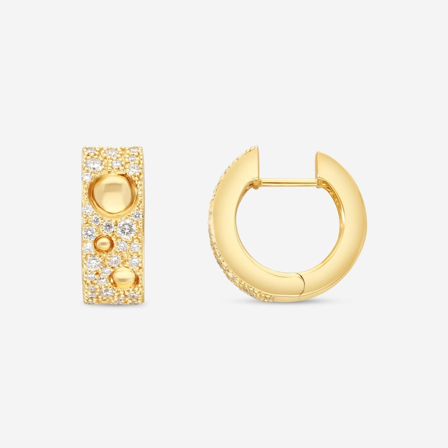 SIGNED PIECES GROUP Roberto Coin Pois Moi Luna 18K Yellow Gold Diamond Hoop Earrings 8882509AYERX