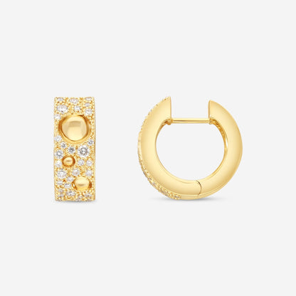 SIGNED PIECES GROUP Roberto Coin Pois Moi Luna 18K Yellow Gold Diamond Hoop Earrings 8882509AYERX