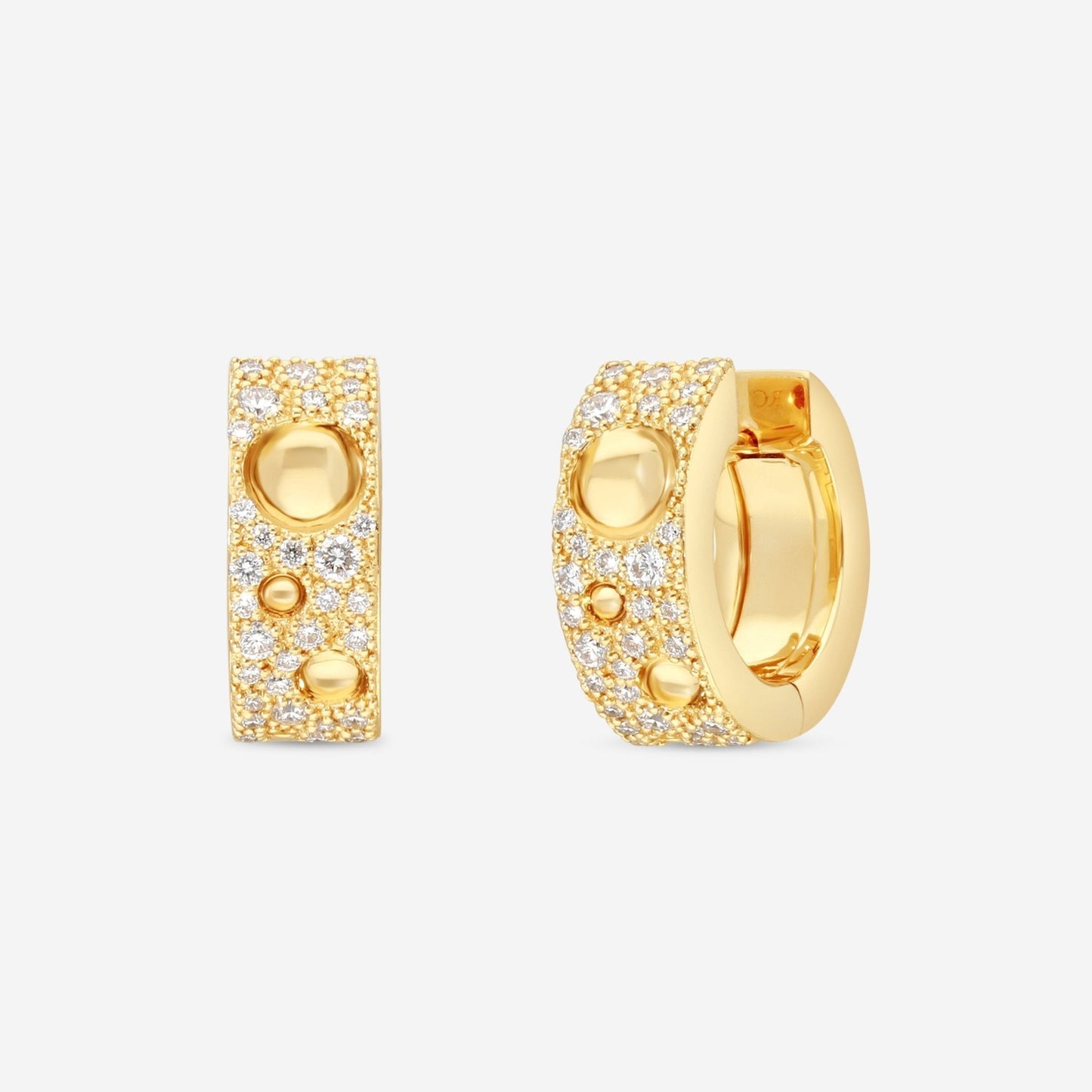 SIGNED PIECES GROUP Roberto Coin Pois Moi Luna 18K Yellow Gold Diamond Hoop Earrings 8882509AYERX