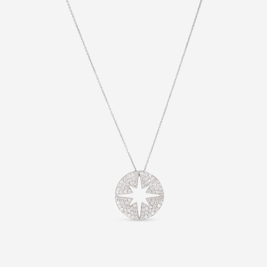 Roberto Coin Tiny Treasures 18K White Gold Star Burst Pendant Necklace 002127AWCHX0
