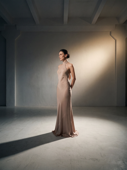 Silk Halter Neck Gown