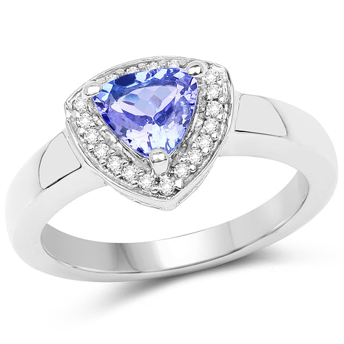Sterling Silver Tanzanite & White Topaz Ring & Necklace Set