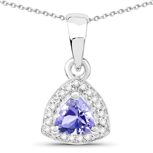 Sterling Silver Tanzanite & White Topaz Ring & Necklace Set