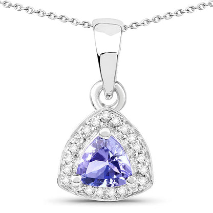 Sterling Silver Tanzanite & White Topaz Ring & Necklace Set