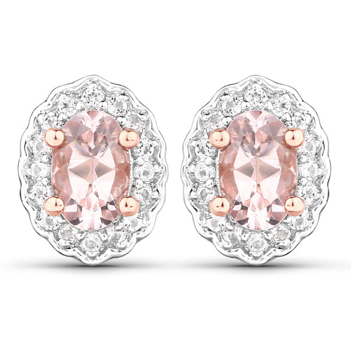 Sterling Silver Morganite and White Topaz 3-Piece Jewelry Set