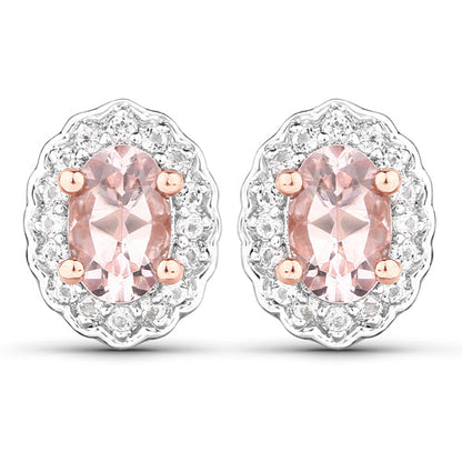 Sterling Silver Morganite and White Topaz 3-Piece Jewelry Set