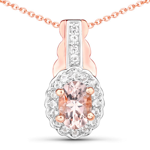 Sterling Silver Morganite and White Topaz 3-Piece Jewelry Set