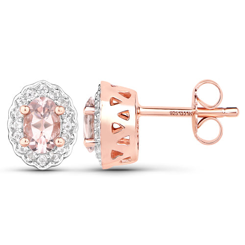 Sterling Silver Morganite and White Topaz 3-Piece Jewelry Set