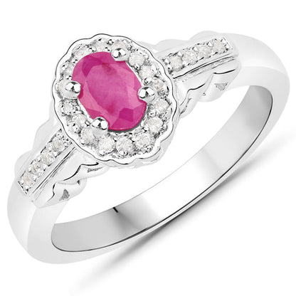 Sterling Silver Ruby and White Topaz 3-Piece Jewelry Set