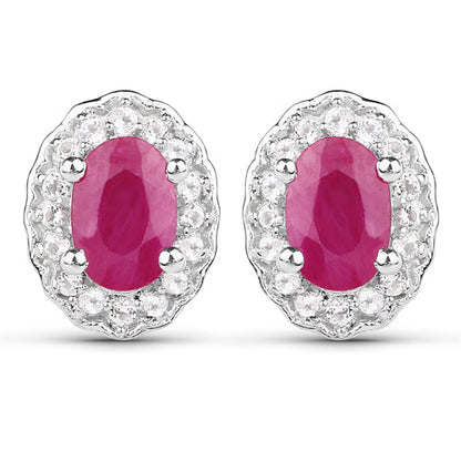 Sterling Silver Ruby and White Topaz 3-Piece Jewelry Set