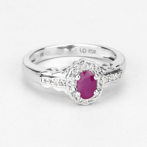 Sterling Silver Ruby and White Topaz 3-Piece Jewelry Set