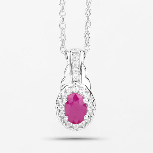 Sterling Silver Ruby and White Topaz 3-Piece Jewelry Set