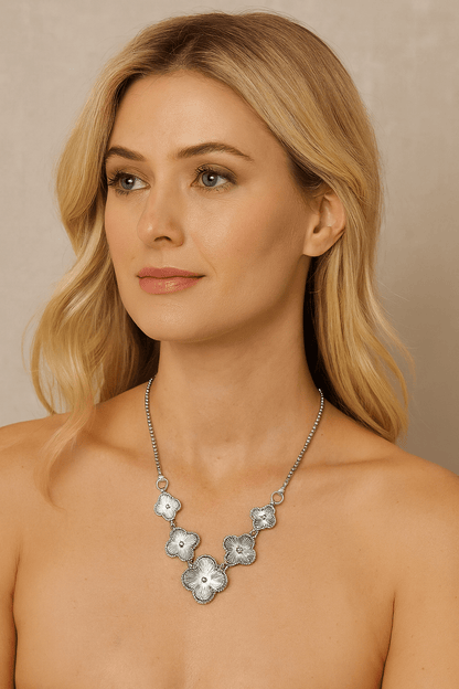 Silver Clover Inspired 18K Gold Plated Necklace